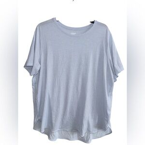 Lands' End Women’s Soft Blue Striped Short Sleeve Tee Size 1X 16W-18W